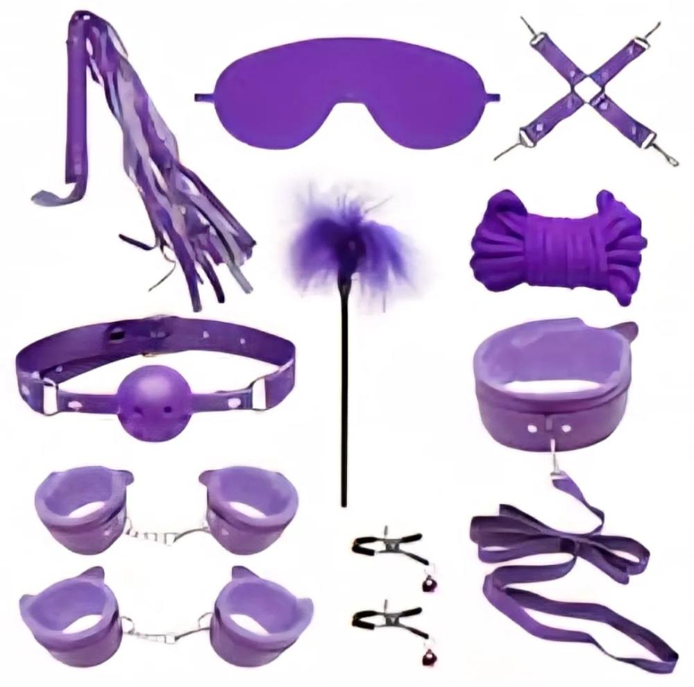 Kit Sado Lilás Erótico 11 Itens Bondage Sexy Import Kit Sado Lilás Erótico 11 Itens Bondage Sexy Import