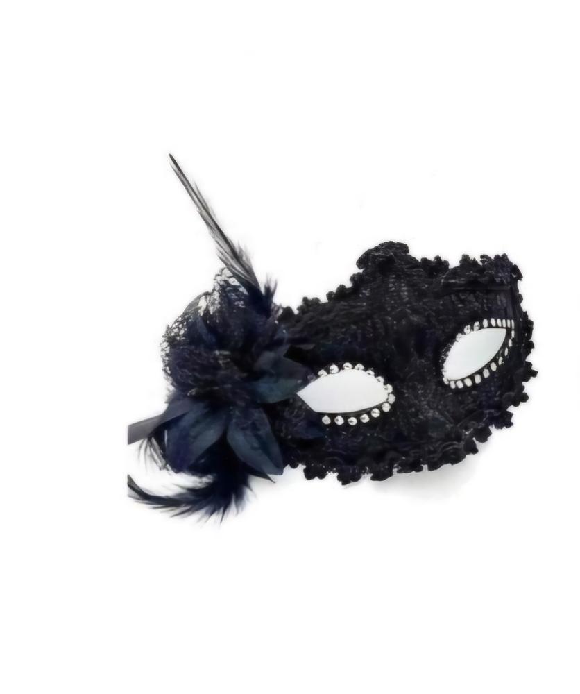 Máscara Com Penas Preto Máscara Com Penas Preto