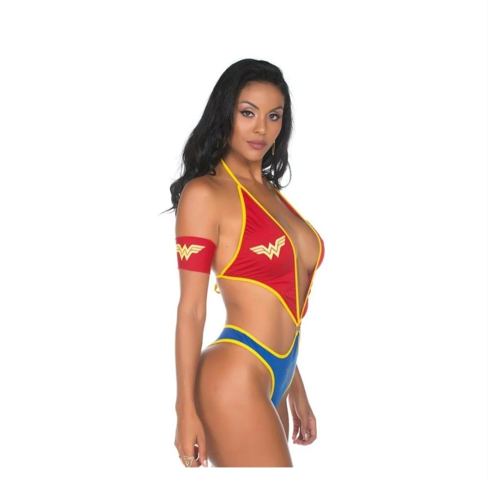 Mini Fantasia Body Mulher Maravilha Pimenta Sexy Mini Fantasia Body Mulher Maravilha Pimenta Sexy