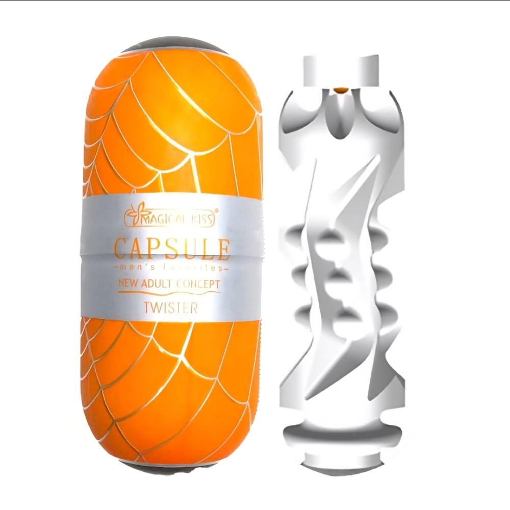 Masturbador Masculino Vazado Formato Capsula Twister Magica Kiss Masturbador Masculino Vazado Formato Capsula Twister Magica Kiss
