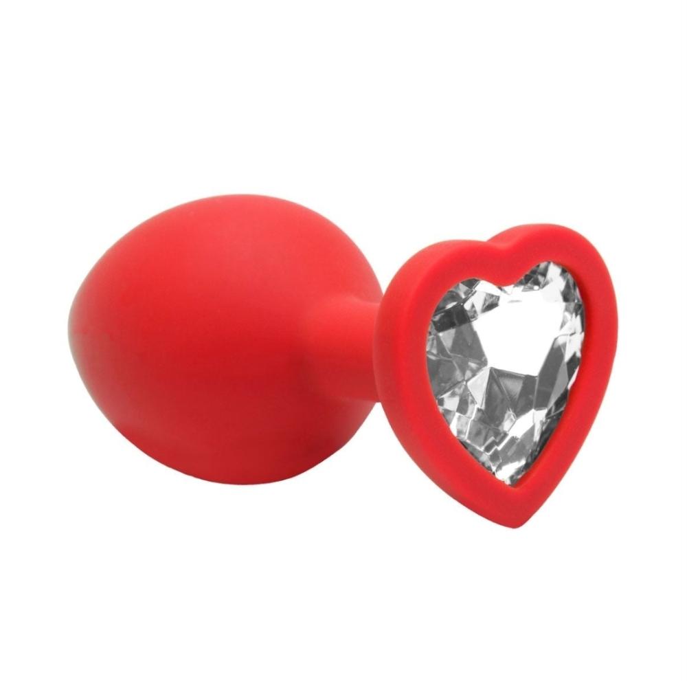Plug Anal Coração Silicone Tamanho M  Vermelho Plug Anal Coração Silicone Tamanho M  Vermelho